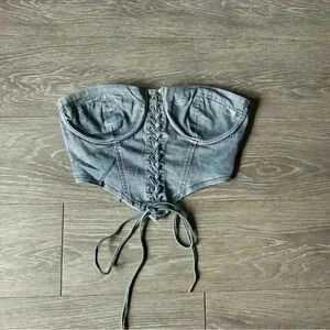 Fashion Nova Play It Your Way Denim corset Top NWT Large
T10124FN